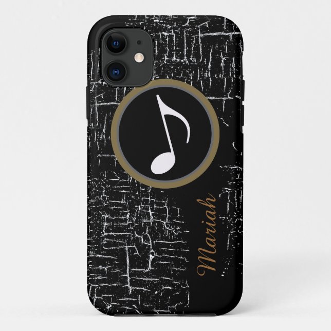Capa Para iPhone 11 música em apuros pretos personalizada (Verso)