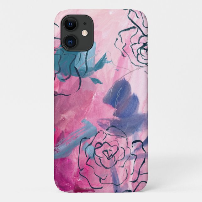 Capa Para iPhone 11 Música interna - Desenho floral (Verso)