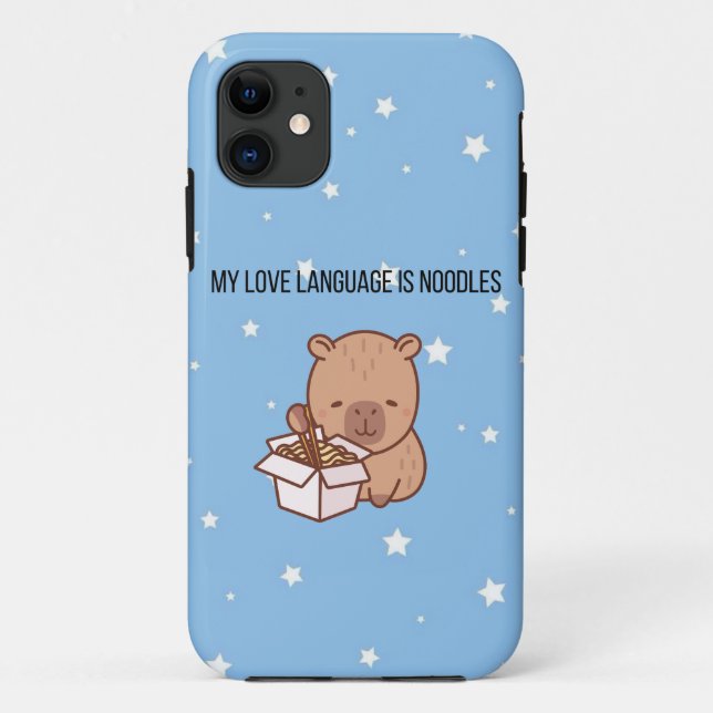 Capa Para iPhone 11 My Love Language Is Noodles | Kawaii Capybara iPho (Verso)