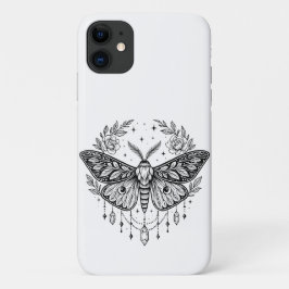 Capa Para iPhone 11 Mystical Gothic Moth Botanical Celestial Line Art
