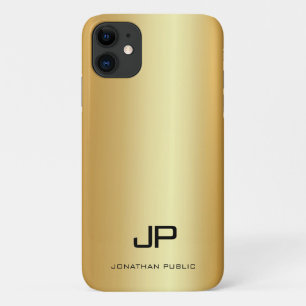 Capa Para iPhone 11 Na moda Dourado Nome Moderno Monograma Modelo