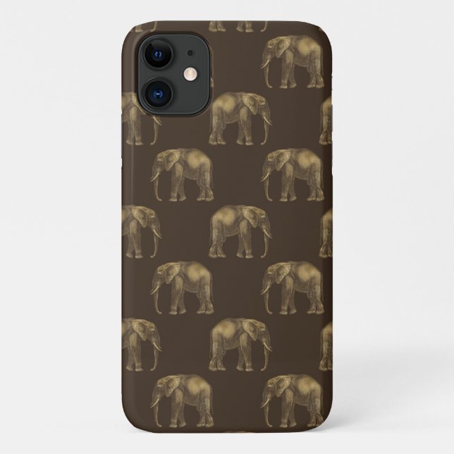 Capa Para iPhone 11 Na moda Elegante de Elefante Dourado (Verso)