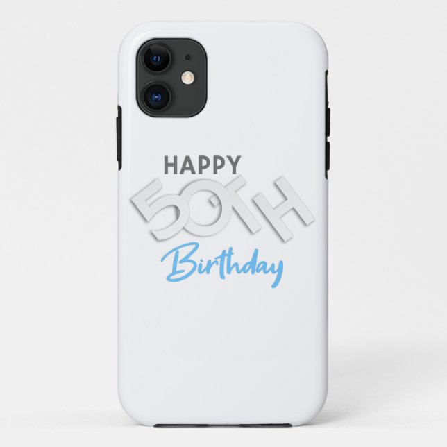 Capa Para iPhone 11 Na moda Happy 50th Birthday Typografia (Verso)
