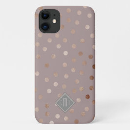 Capa Para iPhone 11 Na moda Mauve Glitter Pontos com o Monograma