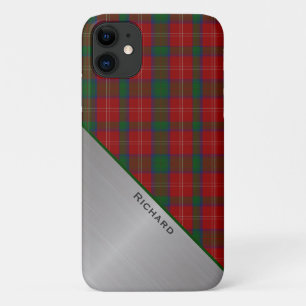 Capa Para iPhone 11 Na moda Red & Green Xadrez & Aluminium Look