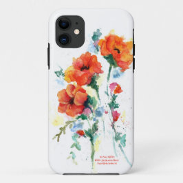 Capa Para iPhone 11 Na moda Red-Orange Poppy Trio Posicionando