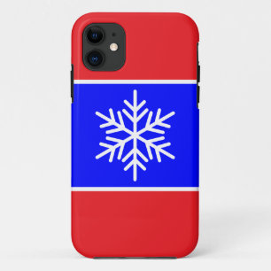 Capa Para iPhone 11 Na moda Snowflake Bright Red Blue Stripes