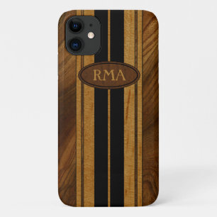 Capa Para iPhone 11 Nalu Mua Faux Koa Wood Monograma Surfboard