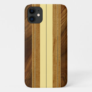 Capa Para iPhone 11 Nalu Mua Faux Koa Wood Surfboard