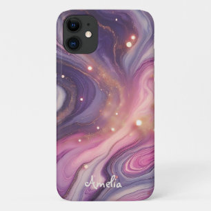 Capa Para iPhone 11 Nam Personalizado do Mármaco Dourado Roxo Elegante