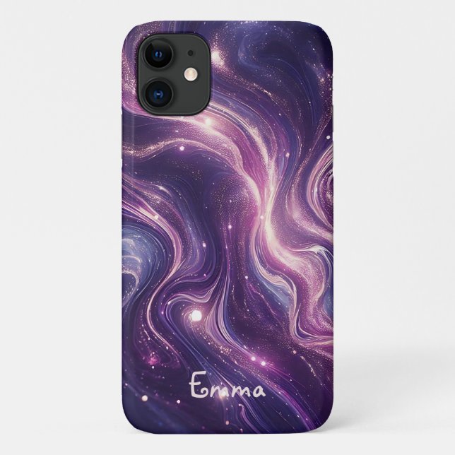 Capa Para iPhone 11 Nam Personalizado do Mármaco Dourado Roxo Elegante (Verso)