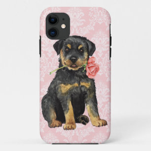 Capa Para iPhone 11 Namorados Rottweiler cor-de-rosa
