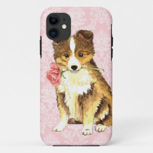 Capa Para iPhone 11 Namorados Sheltie cor-de-rosa