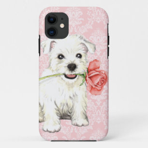 Capa Para iPhone 11 Namorados Westie cor-de-rosa