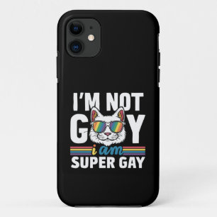 Capa Para iPhone 11 Não Sou Gay Sou Super Gay LGBT Orgulho Gay Gato