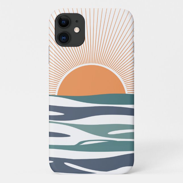 Capa Para iPhone 11 Nascer do sol pelo mar (Verso)
