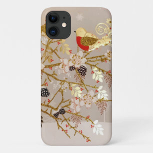 Capa Para iPhone 11 Natal Dourado do País das Aves de Neve