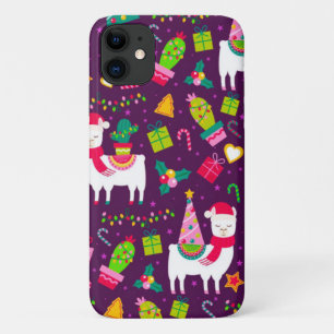 Capa Para iPhone 11 Natal Lhamas Alpaca Seus presentes festivos