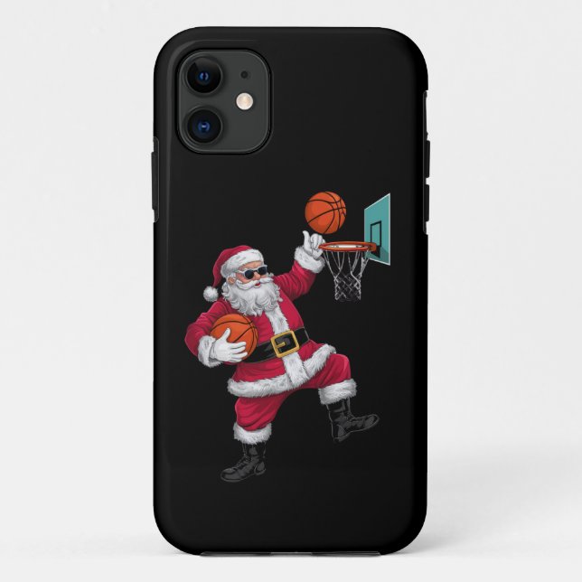 Capa Para iPhone 11 Natal Papai Noel Dunking Um Xmas De Basquete (Verso)