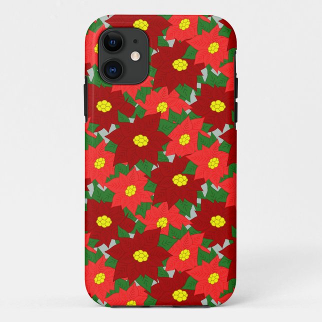 Capa Para iPhone 11 Natal Poinsettias (Verso)