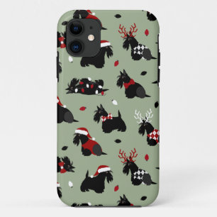 Capa Para iPhone 11 Natal Scottish Terrier Green