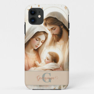 Capa Para iPhone 11 Natividade Bebê Jesus Cristo Floral Personalizado