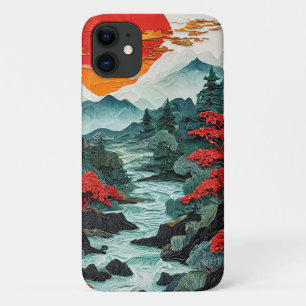 Capa Para iPhone 11 Natureza Montanhas e Floresta Calma Paisagem Cênic