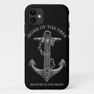 Capa Para iPhone 11 Náutica do pirata-âncora da bandeira americana pat