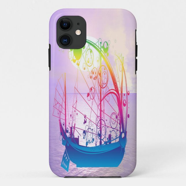 Capa Para iPhone 11 Navio de vela no amanhecer (Verso)