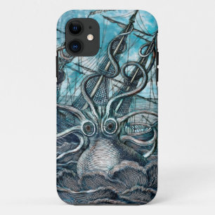 Capa Para iPhone 11 Navio gigante Octopus Blue Sea Monster 
