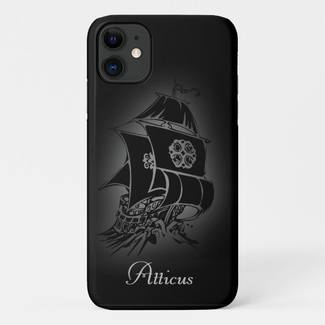 Capa Para iPhone 11 Navio Pirata Pessoal (Verso)