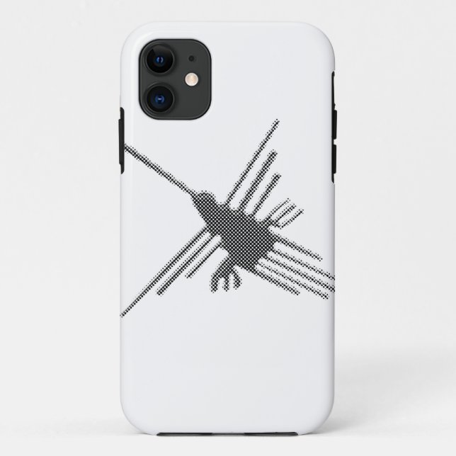 Capa Para iPhone 11 Nazca Lines Hummingbird Newsprint (Verso)