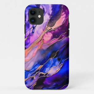 Capa Para iPhone 11 Nebulosa do Espaço Roxo na Tinta Álcool