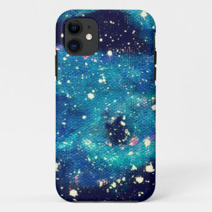 Capa Para iPhone 11 Nebulosa Teal e Estrelas