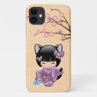 Neko Kokeshi Doll - Cat Ears Geisha Girl