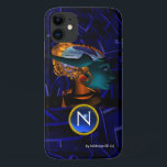 Capa Para iPhone 11 NEMES/HYPER ANDROID,Blue Science Fiction Monograma<br><div class="desc">Quadro de animação artística vibrante e expressivo do nosso filme de ficção científica em 3D "Hyperion World". Nemes,  Deusa das Trevas da Hyperion.</div>