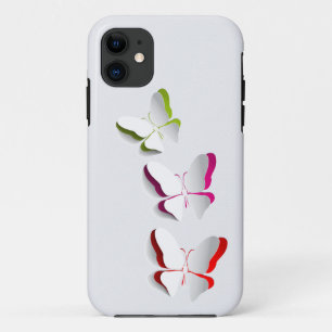 Capa Para iPhone 11 Neon Butterflies em White