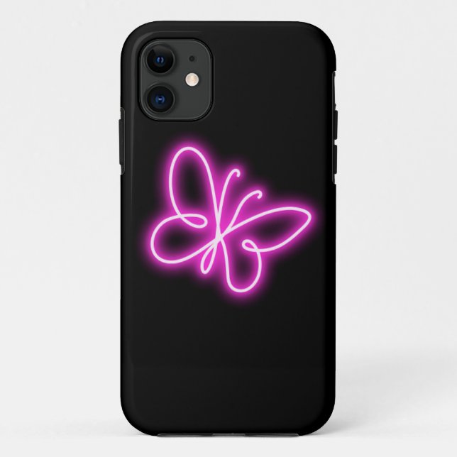 Capa Para iPhone 11 Neon butterfly (Verso)