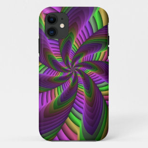 Capa Para iPhone 11 Neon Colors Flash - Padrão Fractal Colorido