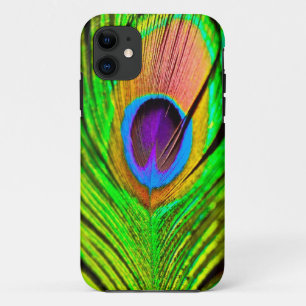 Capa Para iPhone 11 Neon Colors Peacock Feather