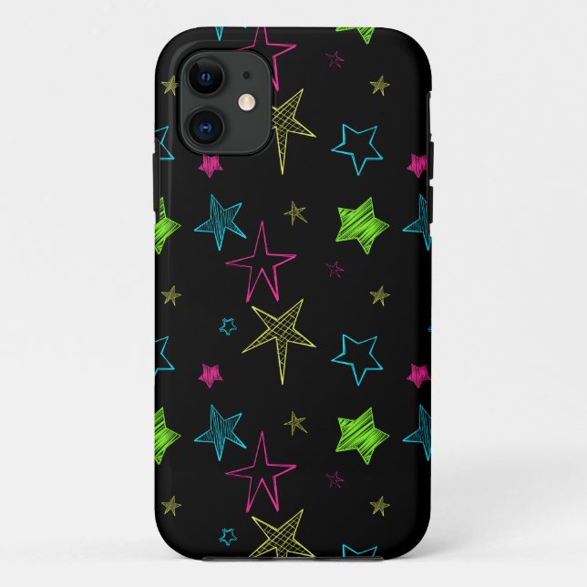 Capa Para iPhone 11 Neon Doodle Stars iPhone 5/5S Case (Verso)