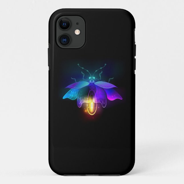 Capa Para iPhone 11 Neon Firefly a preto (Verso)