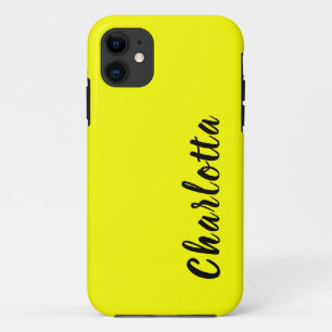 Capa Para iPhone 11 Neon Lemon Solid Color Personalização personaliz