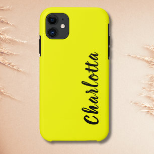 Capa Para iPhone 11 Neon Lemon Solid Color Personalização personaliz