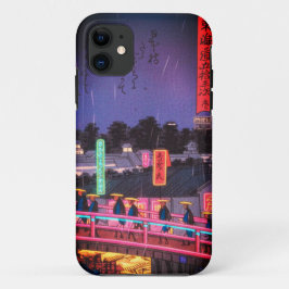 Capa Para iPhone 11 Neon Night Edo: Cyberpunk Nihonbashi & Mount Fuji
