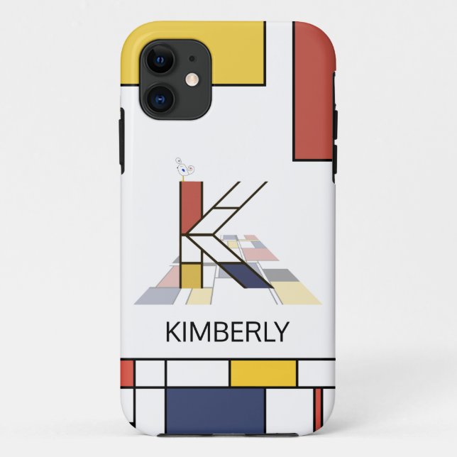 Capa Para iPhone 11 Neoplasticismo Exclusivo Monograma de Arte. Letra  (Verso)