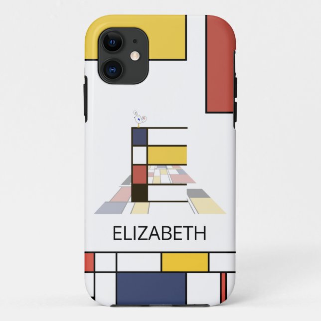 Capa Para iPhone 11 Neoplasticismo Exclusivo Monograma de Arte. Letra  (Verso)