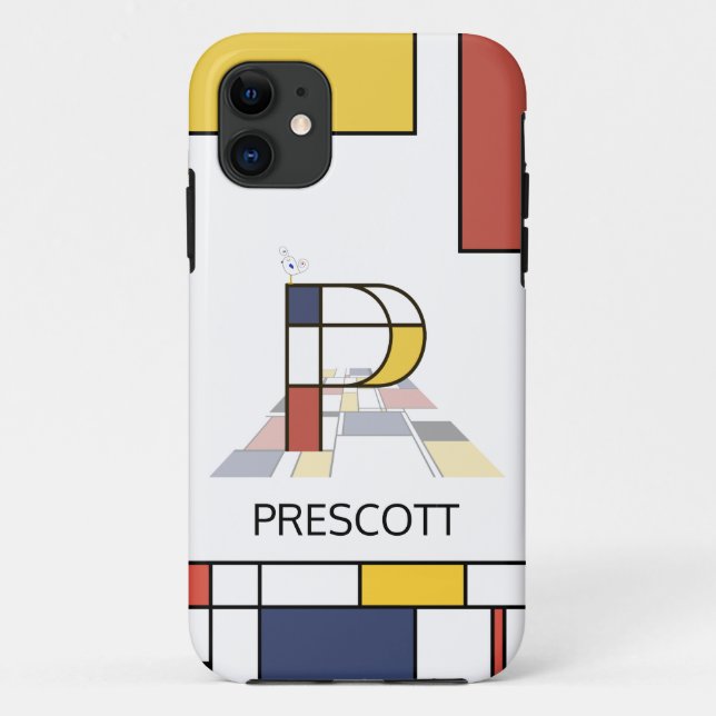 Capa Para iPhone 11 Neoplasticismo Exclusivo Monograma de Arte. Letra  (Verso)