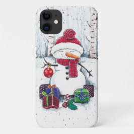 Capa Para iPhone 11 Neve Com Presentes Em Aquarela