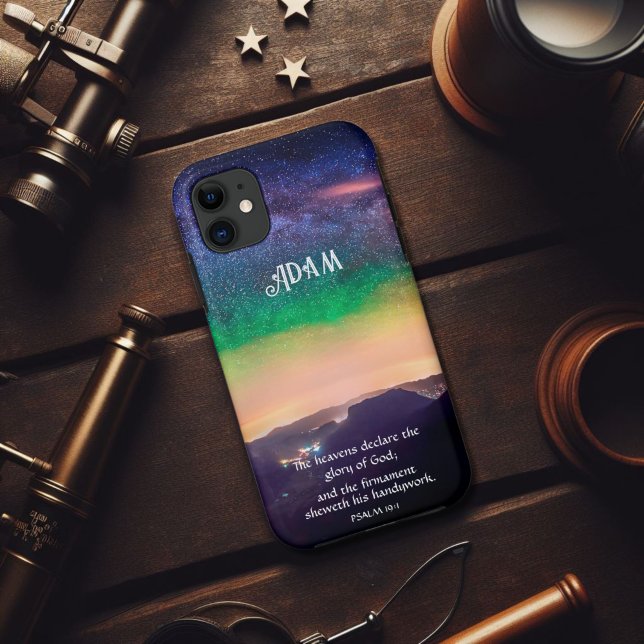 Capa Para iPhone 11 Night Sky Over Rockies Psalms Bíblia Verso (Criador carregado)